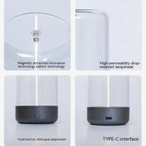 Modern transparent lamp with magnetic switch, drop-resistant shade, touch button, and USB-C port.