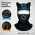 Cycling balaclava with blue and black cat design, ice silk and velvet material, all-season fit