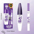 5D volume mascara and eyeliner set in purple and white packaging, bold text, sleek design