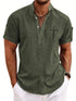 Men’s olive green short sleeve casual shirt with textured fabric and relaxed fit