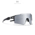 Futuristic streetwear sunglasses with oversized mirror silver lens and black frame.