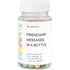 Clear plastic jar with white twist lid, filled with pastel paper capsules, labeled &