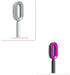 Modern oval hairbrushes in gray and pink with ergonomic handles and plastic bristles