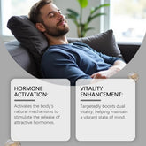 Man relaxing on sofa in a fitted long sleeve blue cotton shirt, modern casual style.