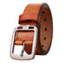 Brown leather belt with silver buckle, classic style, smooth finish, adjustable fit