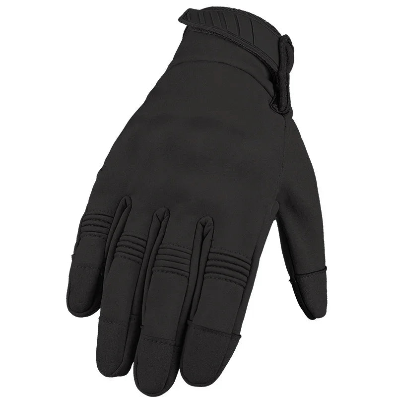 Black fitted streetwear glove with ribbed knuckle detailing, matte fabric finish