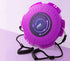 Purple futuristic exercise resistance band with round plastic case and foam handles