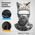 White tiger print balaclava with ice silk and thermal velvet materials, all-season cycling headwear.
