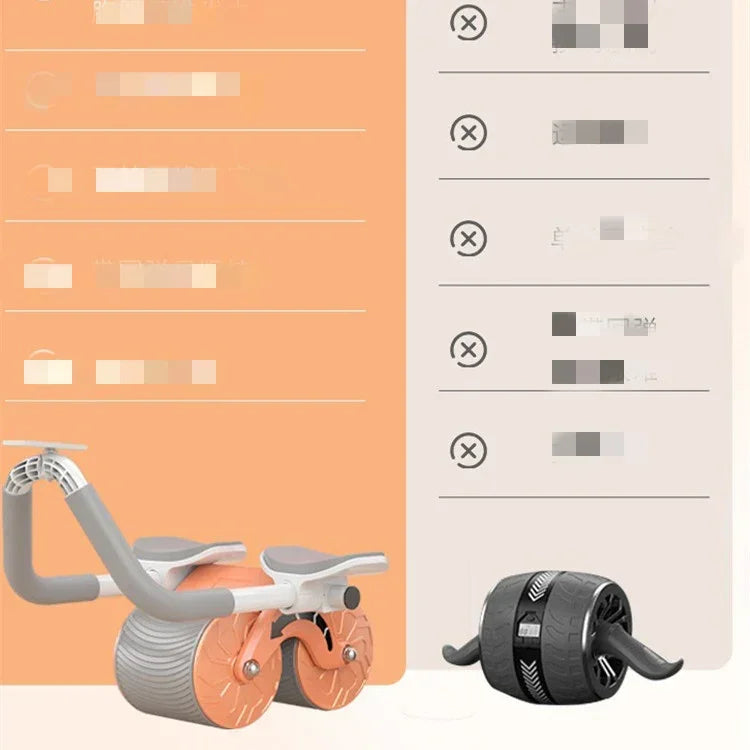 Futuristic orange and gray exercise bike with dual wheels, ergonomic design, home gym setting