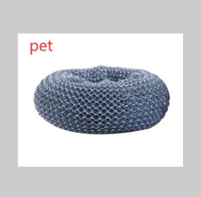 Round gray mesh pet bed with textured material and modern design