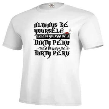 White cotton unisex t-shirt with black bold graphic text, modern streetwear style, regular fit.