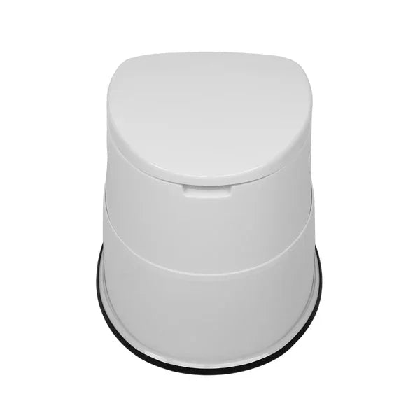 Modern white plastic step stool with curved triangular seat and non-slip base