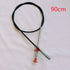 Black cable with metal ends and red spring tip, 90cm length, on white background