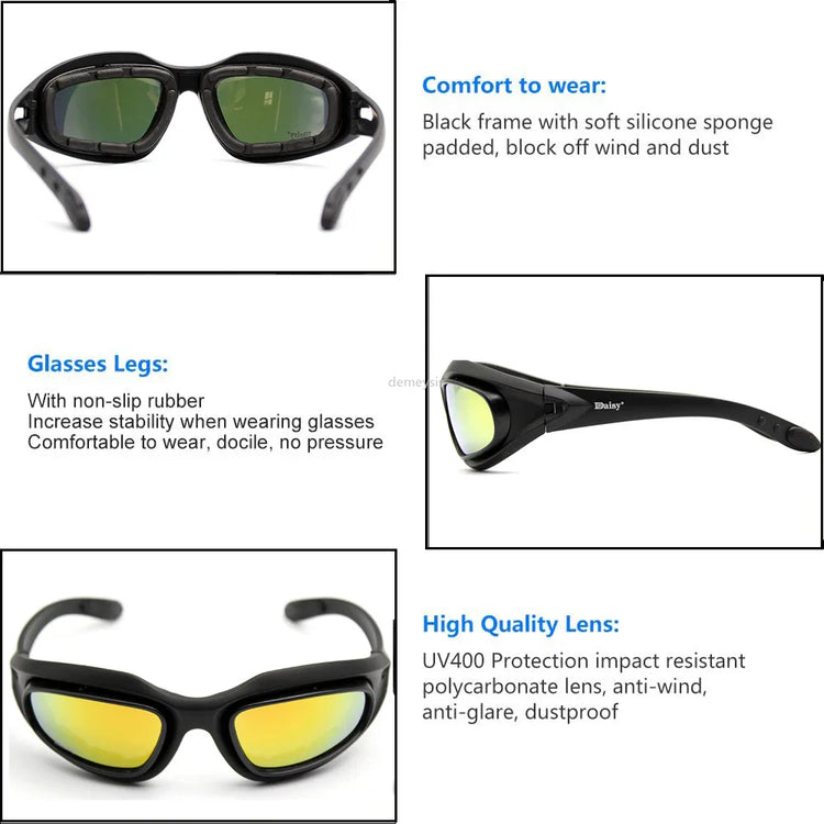 Black padded wraparound sunglasses with yellow mirrored UV400 polycarbonate lenses and non-slip rubber arms.