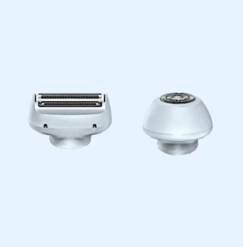 Replacement electric razor heads in silver, modern grooming accessory for shaving