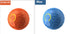 Textured silicone massage ball in orange and blue, circular power icon design, durable material