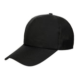 Black cotton baseball cap with curved brim, minimalist streetwear style.